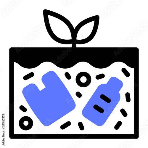 This Soil pollution icon is suitable for Earth Day, Save the Earth, Plastic Pollution, etc