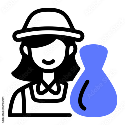 This Trash collector (woman) icon is suitable for Earth Day, Save the Earth, Plastic Pollution, etc