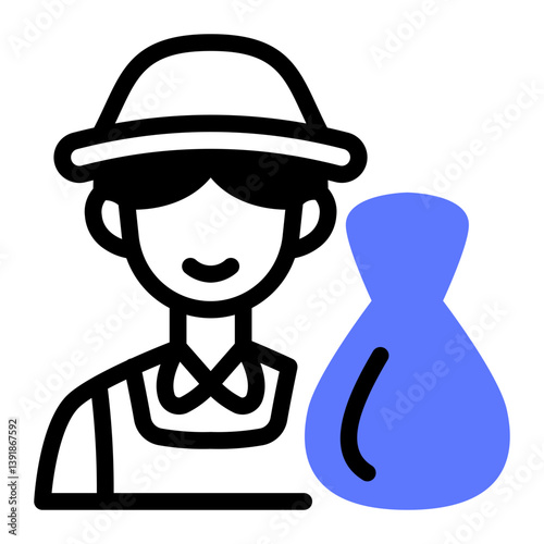 This Trash collector (man) icon is suitable for Earth Day, Save the Earth, Plastic Pollution, etc