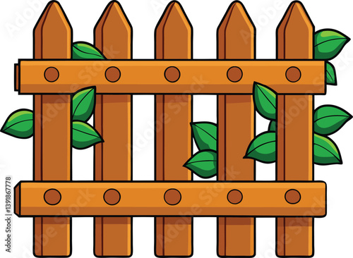 A wooden fence realistic vector on white background
