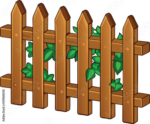 A wooden fence realistic vector on white background