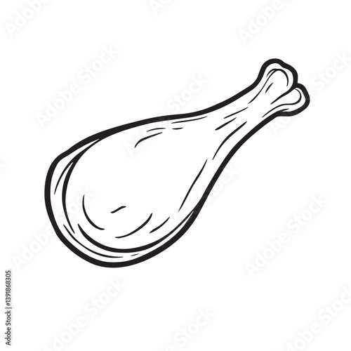 Hand drawn chicken wing in vector line style