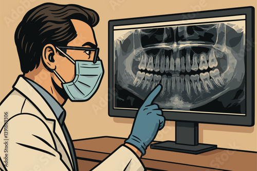 Dentist Reviewing Digital X-Ray of Patient’s Teeth