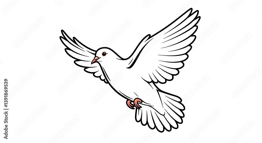 Obraz premium Majestic White Dove in Flight: A Symbol of Peace and Hope
