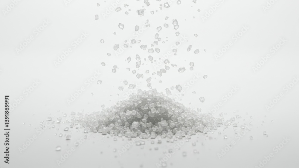 Obraz premium A pile of sugar with sugar granules falling down from above it.