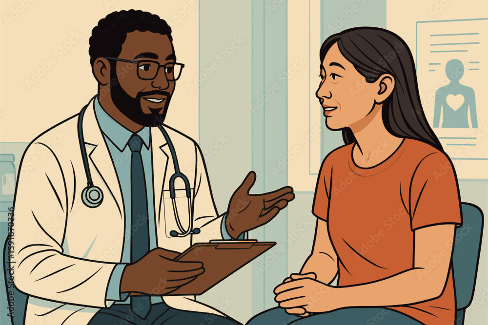 Doctor and Patient Conversing During Routine Health Check-Up Doctor and Patient Conversing During Routine Health Check-Up