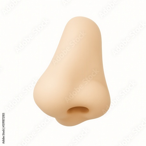 3D cartoon illustration of a human nose on white background