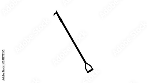 Fireman Pike Pole symbol, black isolated silhouette