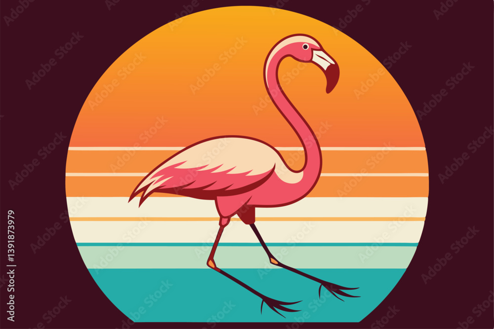 Naklejka premium Graceful Flamingo Logo .Modern Tropical Wildlife Design