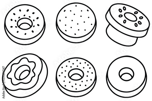  Bagels line art modern concept of fresh bagels and food drawing.eps