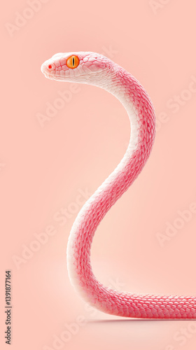Floating pink snake in soft studio light photo