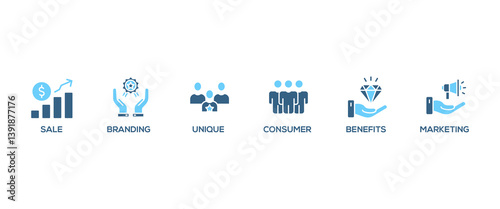 USP banner web icon vector illustration concept for unique sale proportion with icon of unique, sale, consumer, benefits, branding, marketing