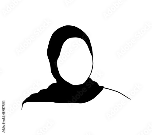 Muslim woman wearing hijab. Islam religion icon.