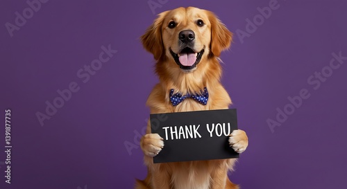 Golden Retriever Gratitude A Thank You From A Very Good Boy Studio Portrait Of A Happy Dog Dogs Best Friend Thank You Pet Photography Pure Joy Celebrating Canine Companionship AI Generated