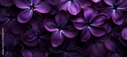 Close-Up Purple Lilac Flowers Background, Spring Floral Backdrop With Delicate Petals