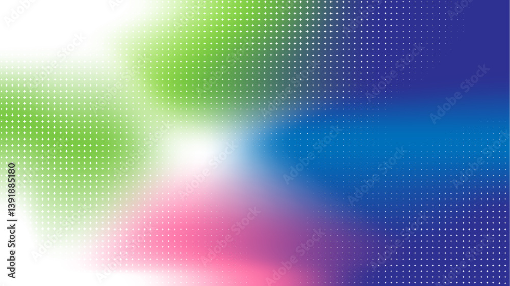 Abstract colorful gradient mesh background with halftone pattern. Modern background for technology and digital concept presentation design. Abstract futuristic dotted mesh with gradient effect.
