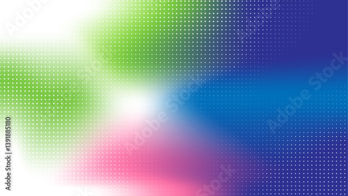 Abstract colorful gradient mesh background with halftone pattern. Modern background for technology and digital concept presentation design. Abstract futuristic dotted mesh with gradient effect.