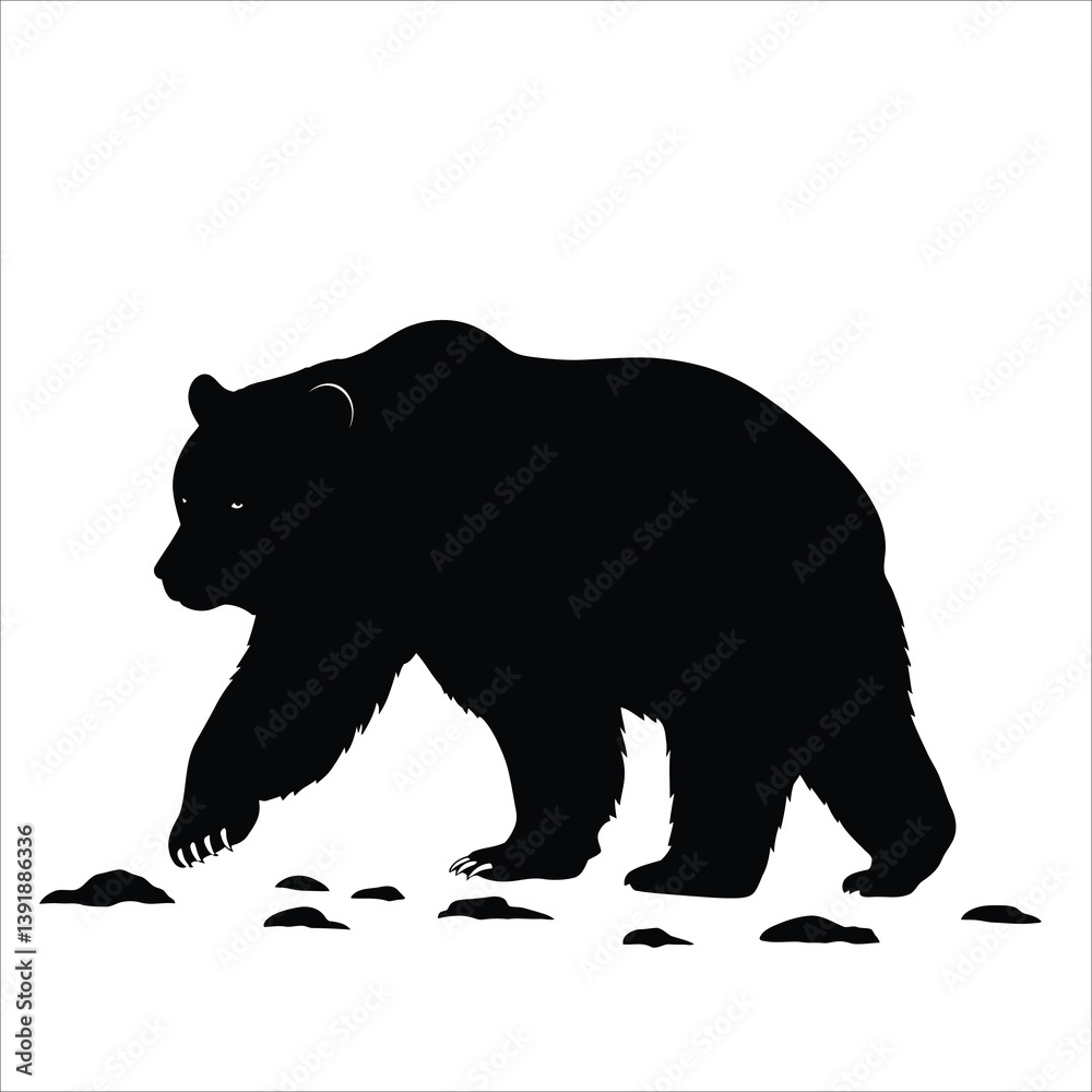 Fototapeta premium Bear Silhouette, Grizzly Bear, Wild Bear, Forest Bear, Bear Clipart, Bear Vector, Bear Icon, Bear Art, Bear Design, Bear Logo, Bear Outline, Bear Shape, Bear Drawing, Bear Image, Bear Template, Bear