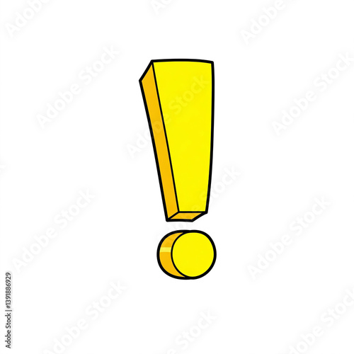 Yellow 3D exclamation mark on white background