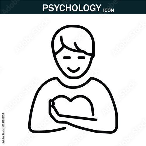 Psychology and mental icon. Containing depression, anxiety, stress, mental care, empathy, loneliness,  psychology symbol,  mind disorder and more. Editable stroke. Vector illustration. EPS 10.