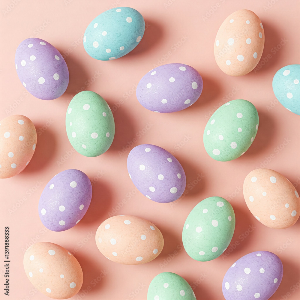 Easter Eggs with Polka Dots in Pastel Colors Easter Eggs with Polka Dots in Pastel Colors