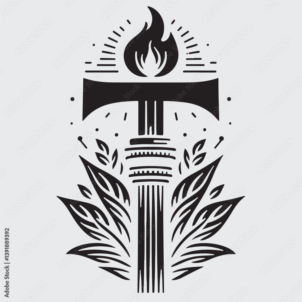 Naklejka premium Initial T for Torch design inspiration stock illustration