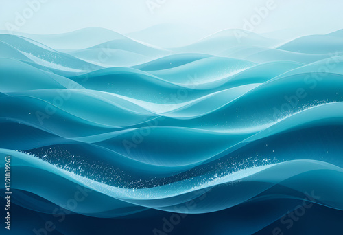  abstract digital composition dominated by smooth, horizontal waves flowing organically across the canvas. Each layer should emulate the fluid, rhythmic abstract blue water wave background 