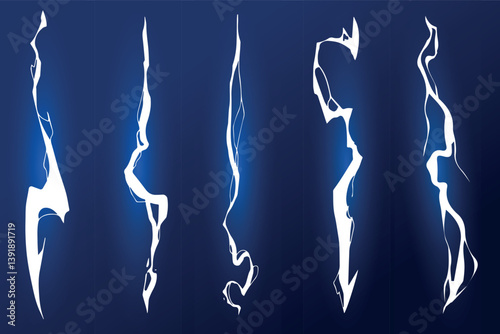 Electric Blue Lightning Bolts on Dark Background. A striking abstract illustration of bright blue energy lightning bolts crackling against a deep dark background.