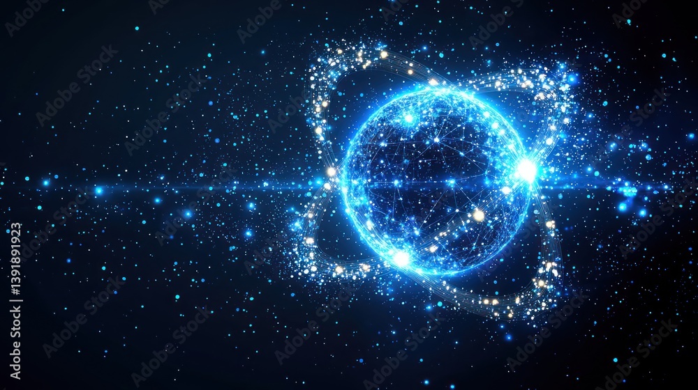 Obraz premium Digital Global Network: A Celestial Sphere of Interconnectivity