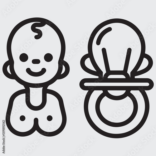 Kids nipple line and glyph icon. Babys pacifier vector illustration