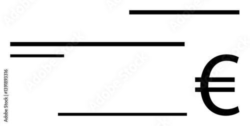 Euro currency symbol paired with minimal horizontal lines for clean visual impact. Ideal for finance, banking, transactions, currency exchange, savings, budgeting, accounting, flat simple metaphor