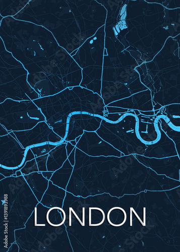 Minimalist modern city map of London United Kingdom 