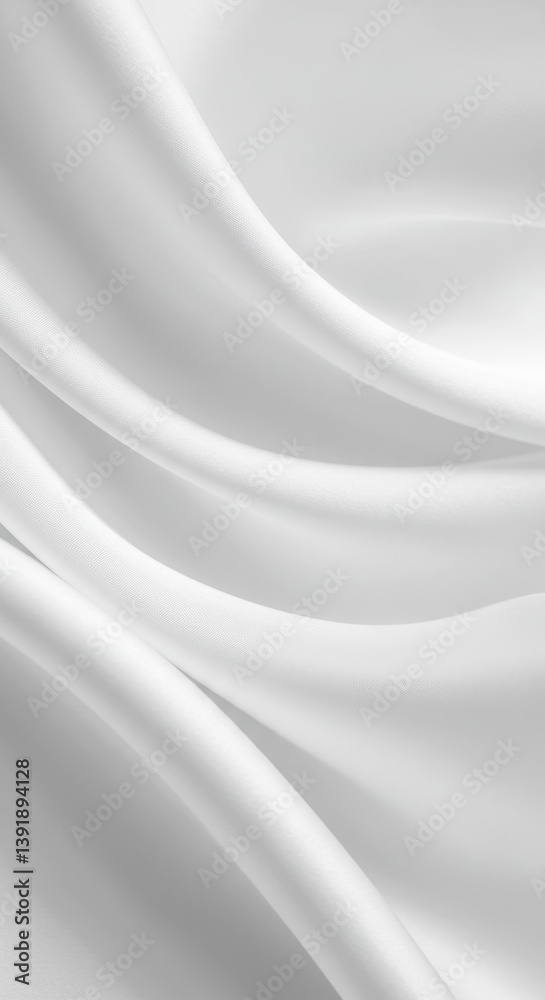 Fototapeta premium Elegant White Silk: Soft Fabric Waves & Luxurious Texture - Perfect for Backgrounds, Fashion & Design Inspirations
