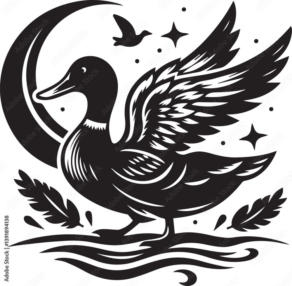 Obraz premium vector illustration of a duck
