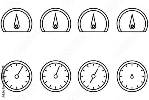 barometer line art depiction of a mechanical atmospheric pressure gauge.eps
