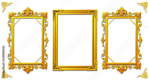 golden picture frame isolated