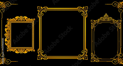 golden picture frame isolated