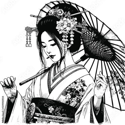 japanese girl with fan