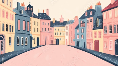 Pastel European Cityscape Street Scene. Possible use Background Stock Photo photo