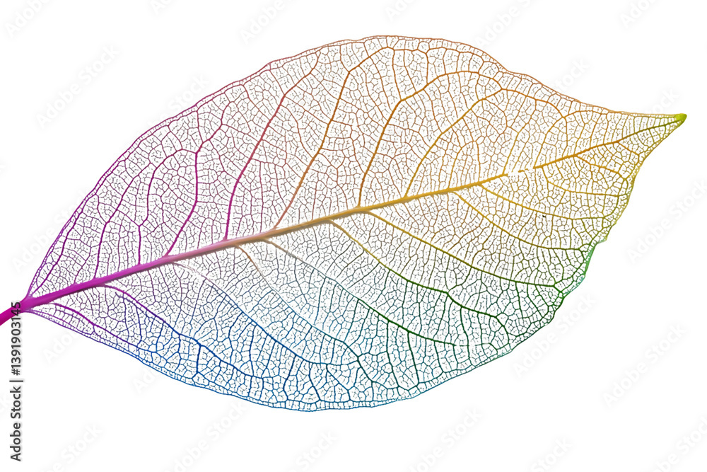 Fototapeta premium Rainbow Hues of a Delicate Skeleton Leaf