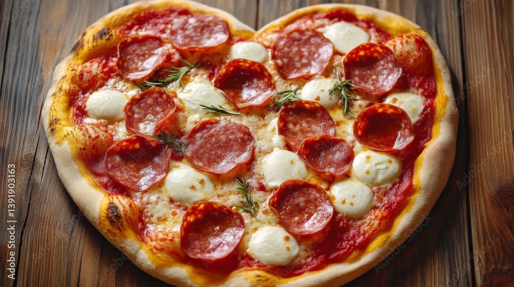 heart shaped pizza with salami and tomatoes heart shaped pizza with salami and tomatoes