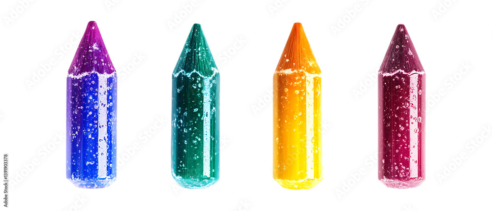 Pack of Rainbow Crayons Set Against Transparent Background for Arts, Crafts, or Educational Projects Pack of Rainbow Crayons Set Against Transparent Background for Arts, Crafts, or Educational Projects