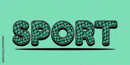 typography SPORT word art illustration, editable text effect, eps file format