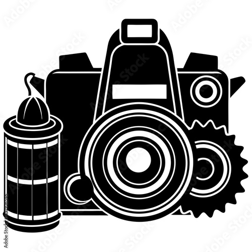 Photography Gear Vector | Generative AI Line Art Design on White Background