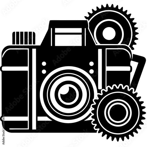 Photography Gear Vector | Generative AI Line Art Design on White Background