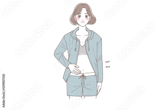 
お腹がスッキリしている女性のイラスト

