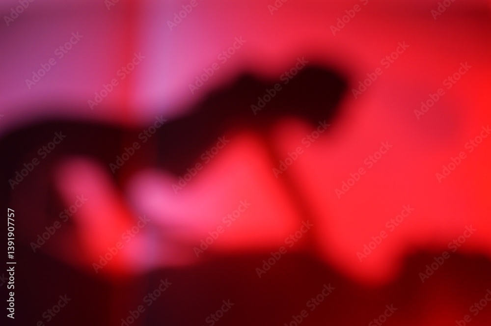 custom made wallpaper toronto digitalSilhouettes of a man and a woman making love. Blurred abstract background. Red shade.