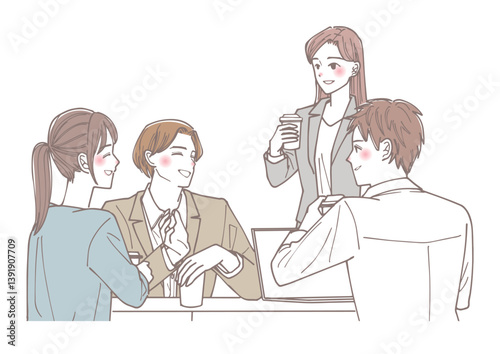 話し合っているビジネスマンのチームのイラスト