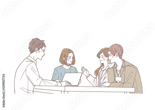 話し合っているビジネスマンのチームのイラスト