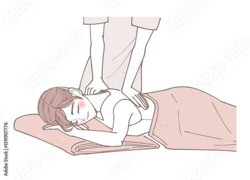 
エステでマッサージを受けている女性のイラスト

